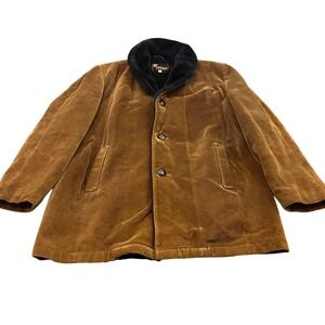 Vintage Cresco Corduroy Jacket Mens 42 Brown Sherpa Lined Faux Fur Collar Coat